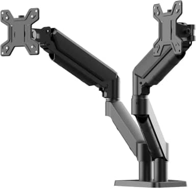WK-MSP2, Suporte Duplo Ergonômico Articulado de Mesa com Pistão a Gás, Design Compacto e Retrátil para Monitores de 12'' a 32'', Suporta de 2kg a 10kg, Preto