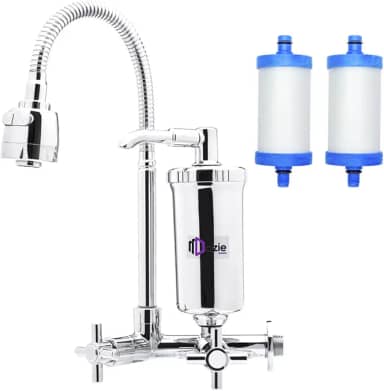 Torneira Com Filtro Cozinha Parede Gourmet Abs Bica Flexível Móvel Acionamento 1/4 de Volta 2 Modos de Jato + 1 Refil Extra (C33)