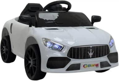 Bang Toys - Carrinho Elétrico Infantil Striker X10 12V - com Luzes de LED, Sons, Entrada USB/MP3, Bluetooth, Controle Remoto - Suporta até 30kg - Cor Branco