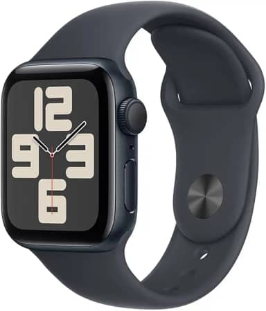 Apple Watch SE GPS • Caixa meia-noite de alumínio – 40 mm • Pulseira esportiva meia-noite – P/M