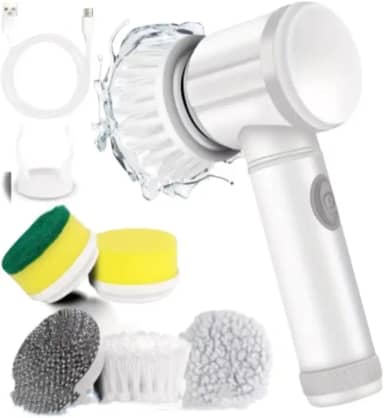 Escova Eletrica de Limpeza Portátil 5 em 1 Sem Fio Limpador Multiuso Pratico Para Cozinha Banheiro Ferramenta，Banheiro prático