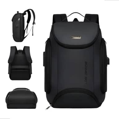 Mochila Antifurto Masculina Impermeável com Cadeado USB Reforçada para Notebook 15' – Ótima para Quem Anda de Moto ou Toma Chuva, Resistente, Elegante, Design Moderno para Trabalho, Viagem, 40L