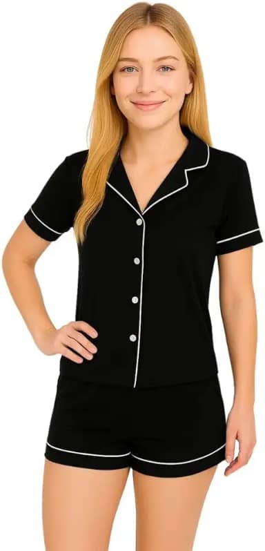 Pijama Americano com Gola e Botão Amamentação Manga Curta Brenda