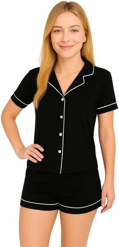 Pijama Americano com Gola e Botão Amamentação Manga Curta Brenda