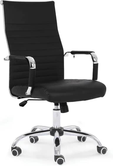 Cadeira de Escritório Moob Chicago Presidente Giratória Com Encosto Prolongado e Função Relax Preta