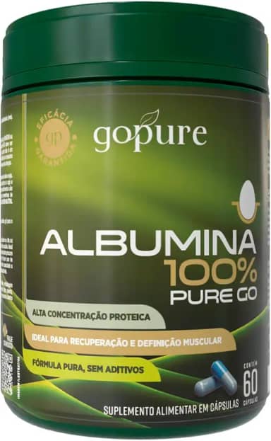 GoPure Albumina 100% Cápsulas Suplemento Proteico Natural para Massa Muscular