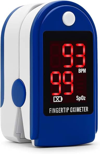 Oxímetro Digital de Dedo – Medidor de Saturação de Oxigênio (SpO2) e Batimentos Cardíacos – Tela LED, Portátil e Fácil de Usar – Ideal para Casa, Academia e Viagens