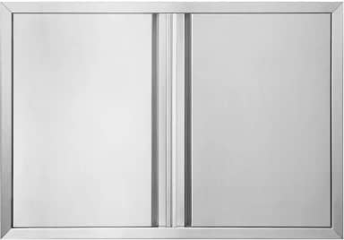 Portas duplas para cozinha externa, 76 cm L x 53 cm A, portas de acesso para churrasco, espessas, 304 portas de aço inoxidável escovado para cozinha interna/externa, armário, churrasqueira ou