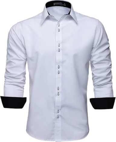 Camisa Social Masculina Manga Longa Slim Fácil Passar (GG, Branco)