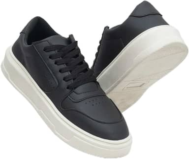 Tênis Masculino Sapatênis Couro Ecológico Confortável Minimalista Estiloso Homem Moderno Sola Alta