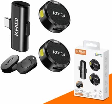 Microfone de Lapela Sem Fio Kit C/ 2 Un P/Celulares Com Conexão USB Tipo C, Iphone (15/16), Android, Podcast, YouTube, TikTok, Instagram, Entrevistas, Lives, Captação Profissional de Áudio, Bluetooth