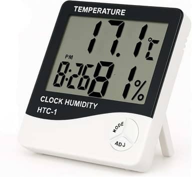 Termômetro e Higrômetro Digital, Modelo: HTC-1, Alta Precisão, Memória de Máx e Mín, Relógio Integrado, Display Fácil Leitura - Qualidade Premium