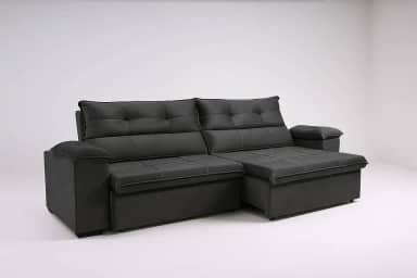 Sofá Aconchegante 4 Lugares Reclinável e Retrátil Bel Veludo LIMOV (Cinza Chumbo, 2,50m)