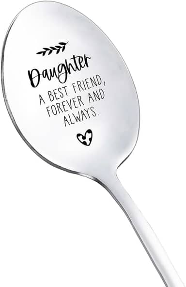 Colher de presente de aniversário de filha da mamãe papai, presentes para minha filha, um melhor amigo para sempre e sempre, para filhas, presentes de Natal para filhas, enteada, colher de chá e café