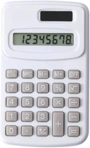 Calculadora Eletrônica de 8 Dígitos com Energia Solar e Bateria – Mini Calculadora Portátil para Escola, Escritório, Contabilidade, Estudos e Uso Diário – Teclas Suaves e Visor Grande (Branca)