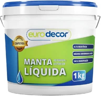 Euro Decor Manta Líquida 1Kg Impermeabilizante para Interior e Exterior, Alta Resistência, Máxima Impermeabilização, Fácil Manutenção (Preto)