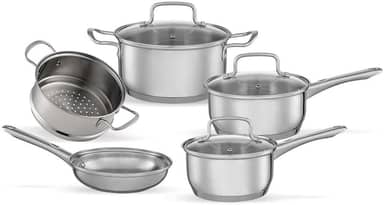 Brinox - Jogo de Panelas Aço Inoxidável Fundo Triplo 5 Peças Jasmin com Indução - Inox