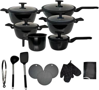 Jogo De Panela Cerâmica Premium 20 Peças - Antiaderente Preto