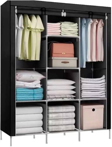 Guarda-roupa Portátil Dobrável Armazenagem do Organizadores Guarda Roupa Modulado Solteiro Multiuso (PRETO)