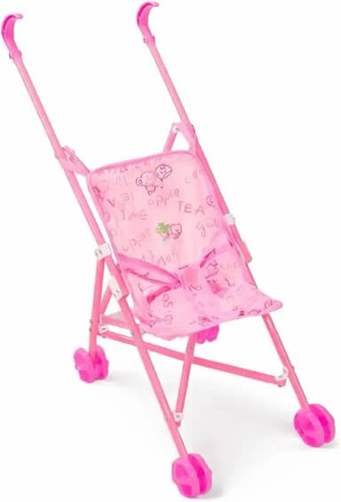 Carrinho de Boneca Dobrável Portátil Brinquedo Infantil em Rosa Acessório para Crianças Bonecas 3 Anos ou Mais