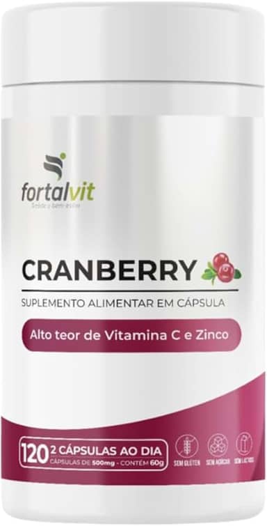 Cranberry, Alto Teor de Vitamina C e Zinco, Longa Duração: 2 Meses de Uso, 120 Cápsulas, Fortalvit