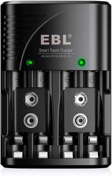 MPOWER - Carregador Rápido Inteligente para Pilhas Baterias AA AAA 9V Ni-MH Ni-CD - Recarga Múltipla E Segura Com Tecnologia Smart LN-6422BK