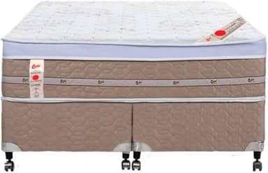 Cama Box + Colchão Castor Com Massageador Queen Niponpedic One Face Tecnopedic 158x198x59cm