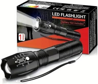 1 lanterna LED (excluindo bateria) de grau militar portátil de 5 níveis de 3000 lúmens, adequada para uso externo e doméstico, lanterna impermeável e antiqueda