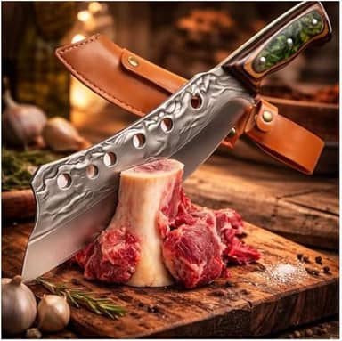 CUTELO 7 Polegadas, Aço Inox 420 Solingen, Lâmina 17,7cm, Espessura 3mm, para Cortar Ossos e Alimentos Congelados