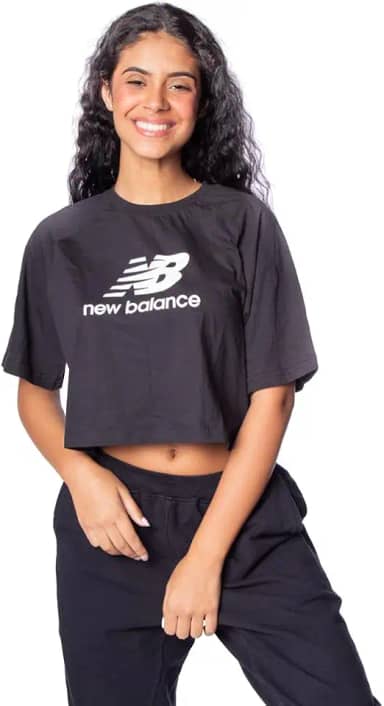 Camiseta Fem. Nb Cropped Essentials, Confecção Feminino, Preto, G