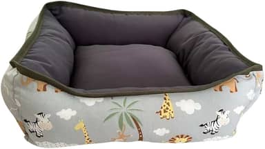 Cama PET dupla face com zíper para fácil remoção da espuma e lavagem (Médio, Safari e cinza)