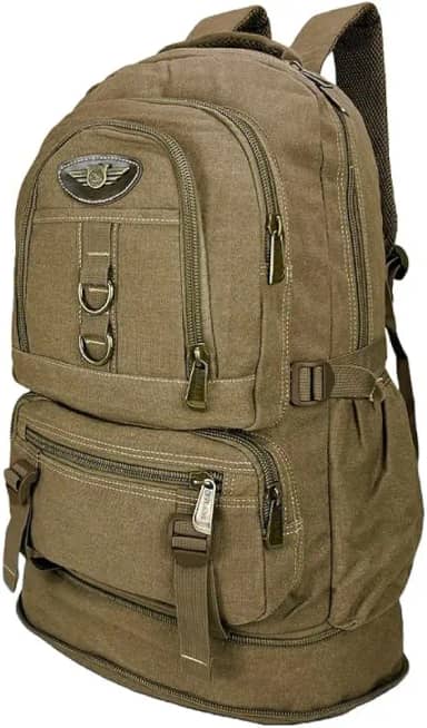 Mochila Lona De Camping Reforçada Viagem Motociclista 50l 3005 (Bege)