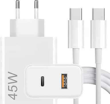 Kit Carregador Super Turbo 45W + Cabo USB Tipo C de 1m Compatível com Celulares, Tablets e Notebooks