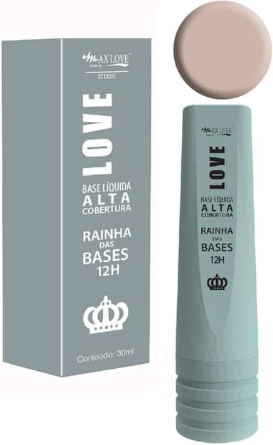 Base Líquida Alta Cobertura Max Love - Rainha Das Bases, 12 Horas, Longa Duração, Efeito Matte, Maquiagem Profissional, Cor 600