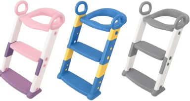 Assento Redutor Infantil Vaso Sanitário Privada Com Escada Trono Troninho Desfralde (Rosa)