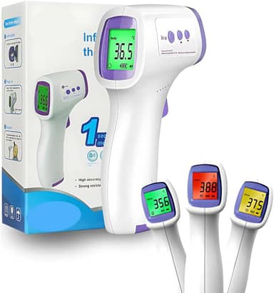 Termômetro Infravermelho Digital Premium 3 em 1 Sem Contato Alta Precisão para Testa Corpo Líquidos e Alimentos com Visor LCD e Alarme de Febre