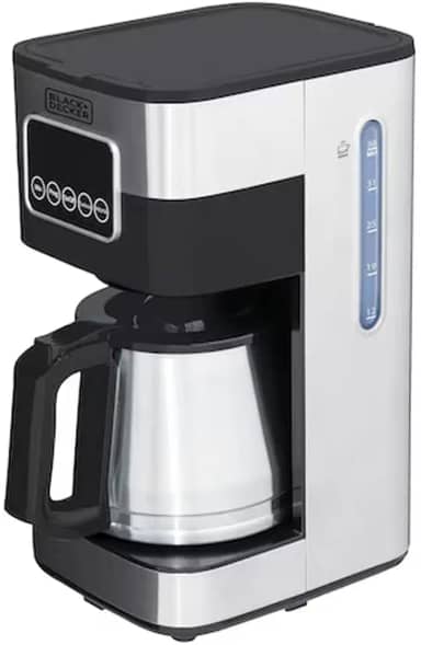BLACK+DECKER Cafeteira Elétrica 110 V Inox, Filtro Permanente e Lavável, Capacidade 1,5 L, Ate 38 Cafézinhos, Painel Digital, Modelo CM350G-BR