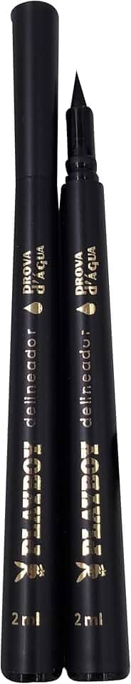 Caneta Delineadora Prova D'água Playboy – Ponta Fina, Traço Preto Intenso, Longa Duração, Desliza Fácil, Maquiagem Olhos HB102523