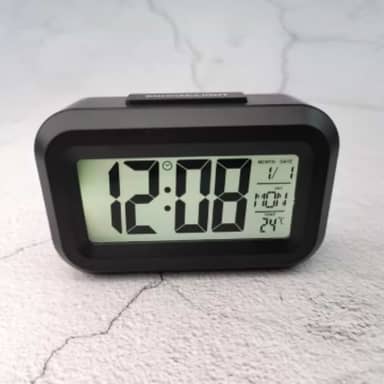 Mini Relógio Despertador de Mesa Digital inteligente Com Botão de Soneca Calendário Temperatura Luz Noturna - Tubarão Stores. (Preto)