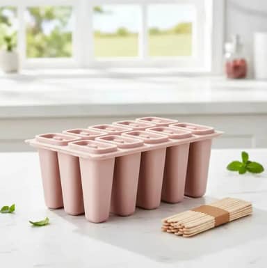 Center Util Forma de Picolé em Silicone, 10 Cavidades com Tampa,Inclui Guia para Palitos