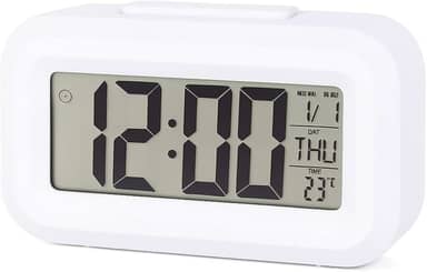 Relógio Despertador Digital Alto De Mesa Cabeceira Temperatura Calendário Com Sensor de Luminosidade