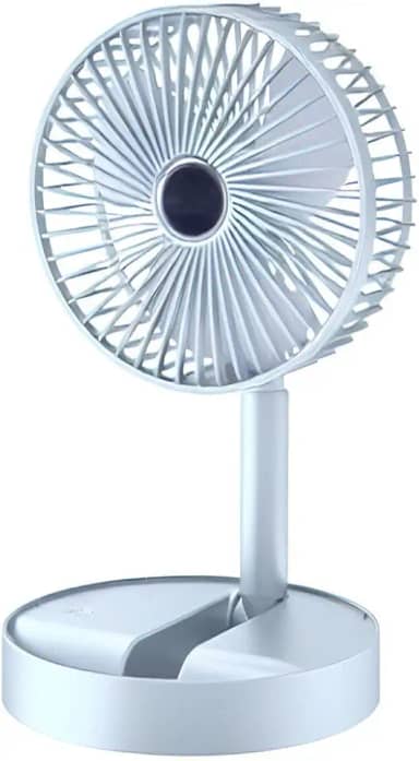 Ventilador Portátil Dobrável de Mesa USB – Recarregável com Bateria 2000mAh, 3 Velocidades, Altura Ajustável, Silencioso – Ideal para Escritório e Home Office - RCM Group® (Branco)