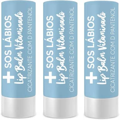 Kit 3 unidades - SOS Lábios Lip Balm Vitaminado 3, 5Gr Top Beauty, Top Beauty