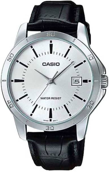Casio MTP-V004L-7A Relógio masculino analógico padrão de aço inoxidável com mostrador prateado