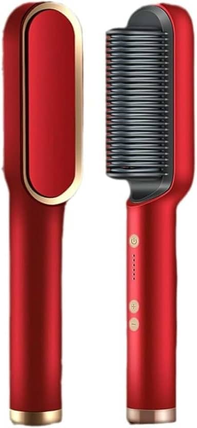 Escova Alisadora Bivolt 5 Em 1 - Alisa, Hidrata, Modela, Alinha E Anti-Frizz(Vermelho)
