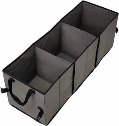 Organizador de Porta Malas Dobrável 3 Compartimentos 84 cm - Suporta 25 kg - Universal para Todos os Carros - Cinza Grafite