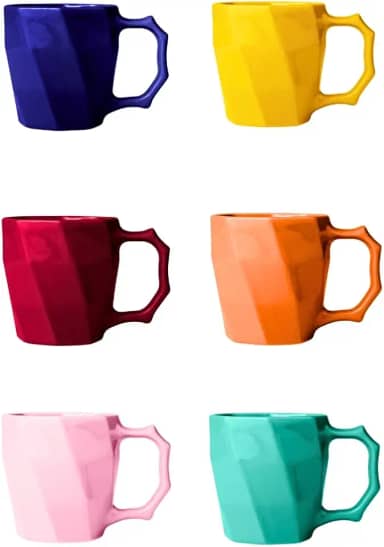 Conjunto 6 Caneca Cerâmicas Café Leite Chá Louça Lisa 260ml Design e Cores Exclusivas - E-FCS Store (Colors)
