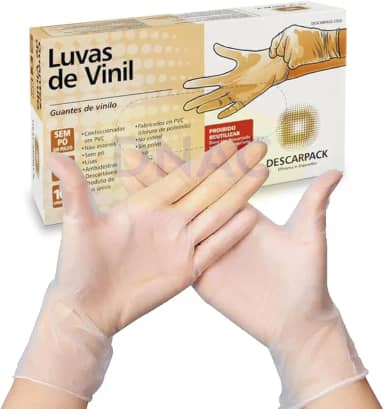 Luva Vinil Sem Pó - Com 100 Un -Descarpack - M