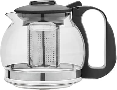 Chaleira de Vidro com Infusor Removível, 1200 ml, Design Moderno, Bule para Chá com Alça Ergonômica, Base em Aço Inox, Transparente Borossilicato