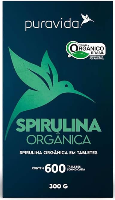 Puravida Spirulina Orgânica 600 tabletes